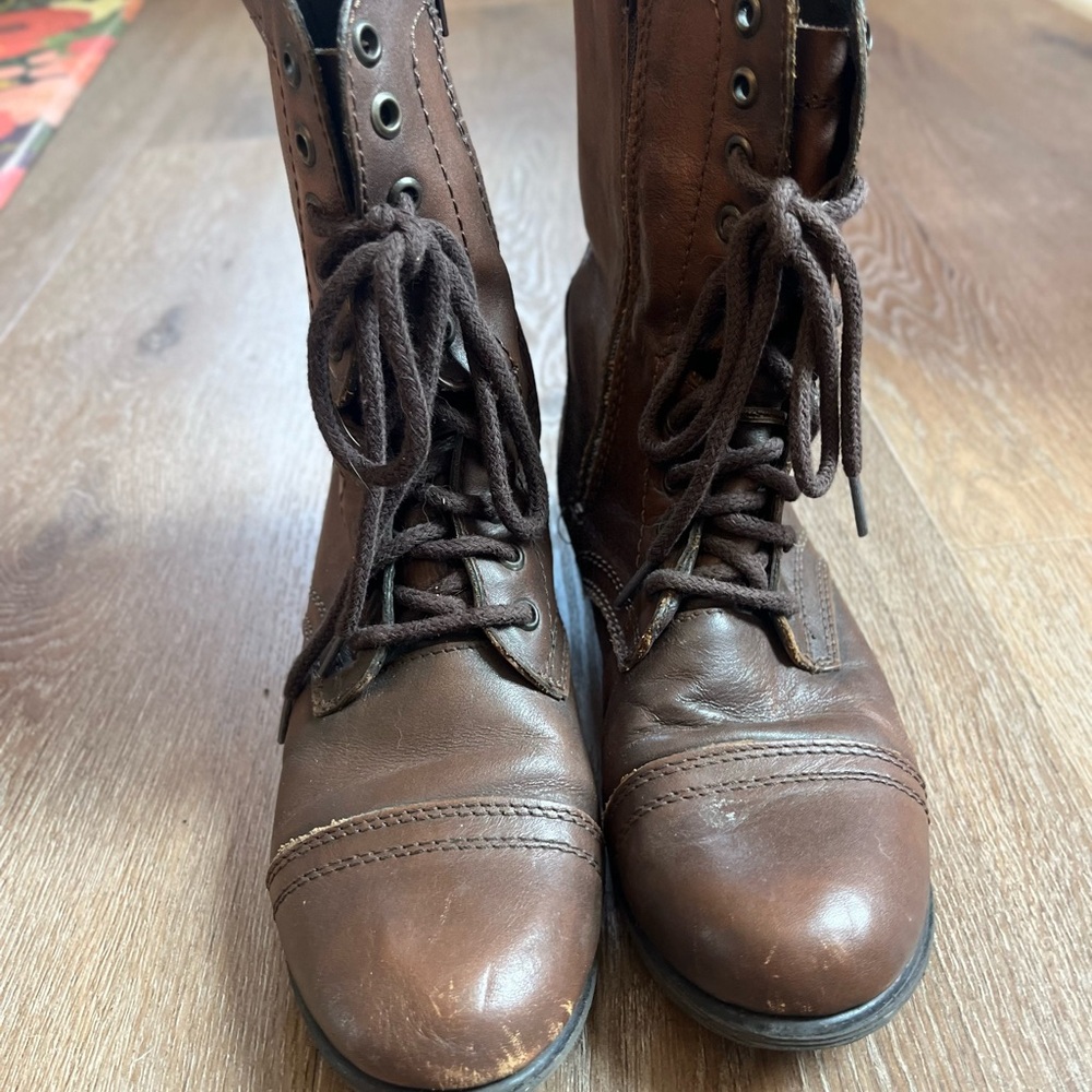 Steve Madden Troopa Brown (faux) Lace Up Boots